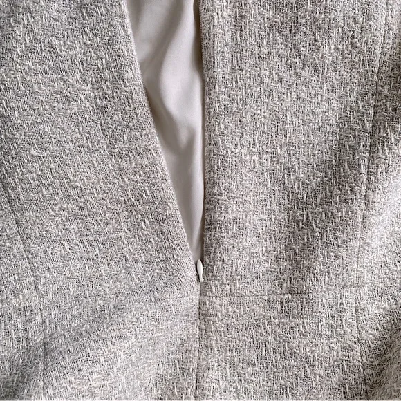 MM LAFLEUR LINDSAY COTTON TWEED SWING DRESS ELEGANT ROMANTIC CAREER Gray Ivory 6 - Picture 7 of 10